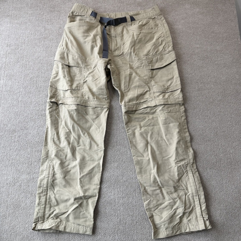 Vtg The North Face Mens Large‎ Spell Out Belted Convertible Cargo Pants Shorts